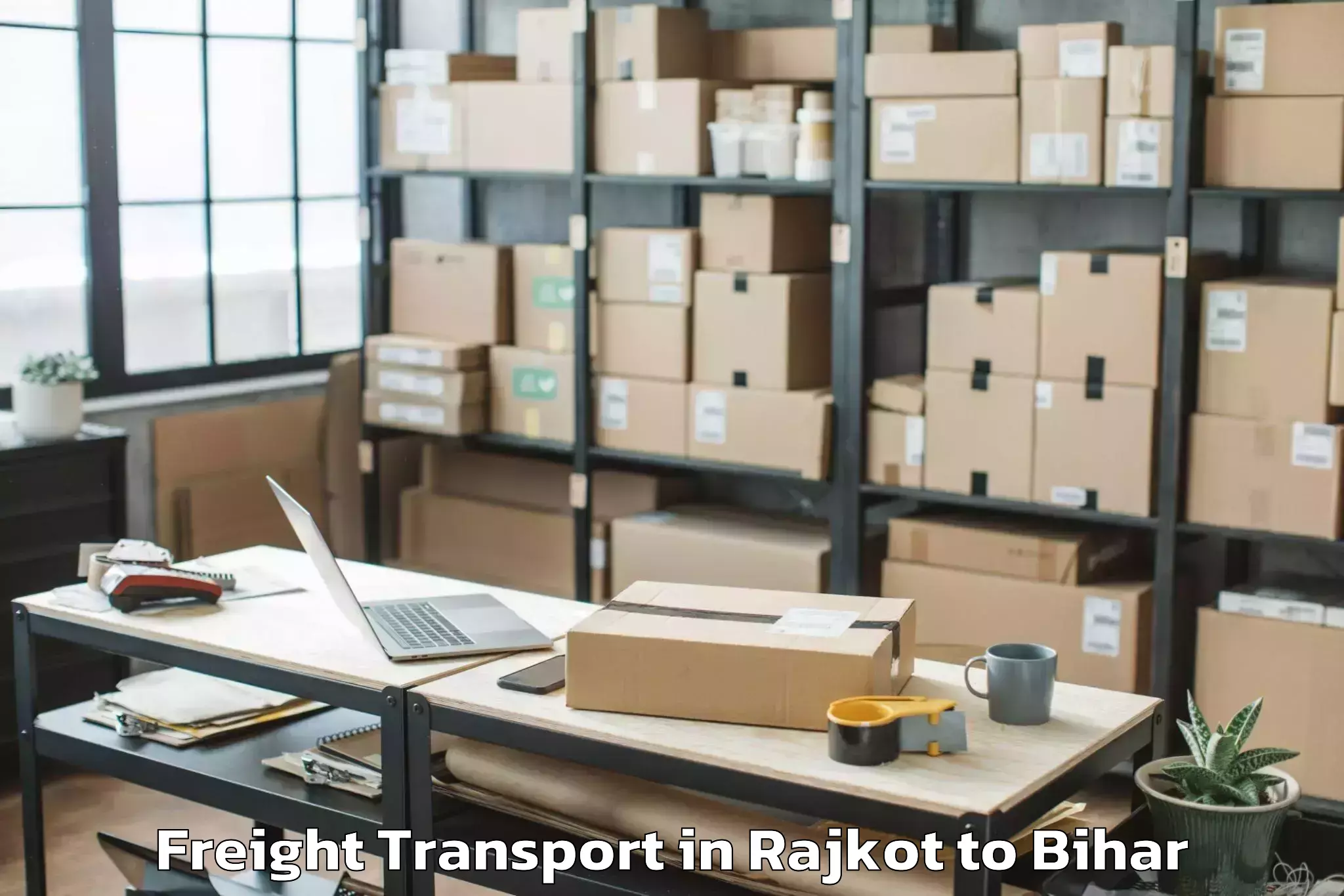 Book Rajkot to Triveniganj Freight Transport